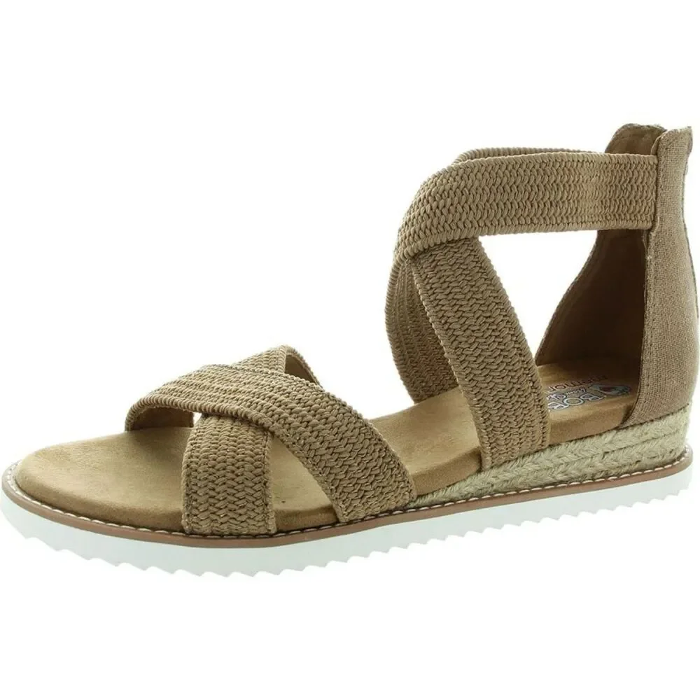 BOBS From Skechers Womens Desert Kiss Tan Woven Strappy Sandals Shoes NWT
